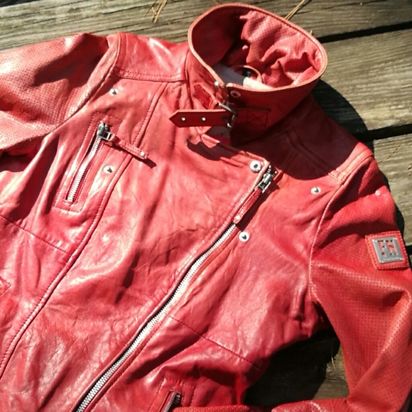 Feaky Nation Jackets & Blazers - Freaky Nation Leather Biker Jacket  Red S080/299
